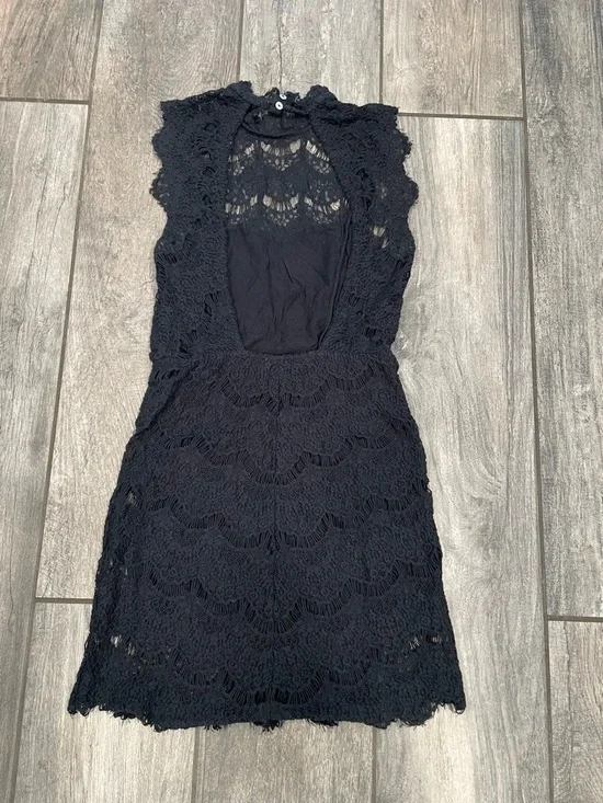 Free People Black Lace Mini Dress with High Neck - Picture 6 of 9